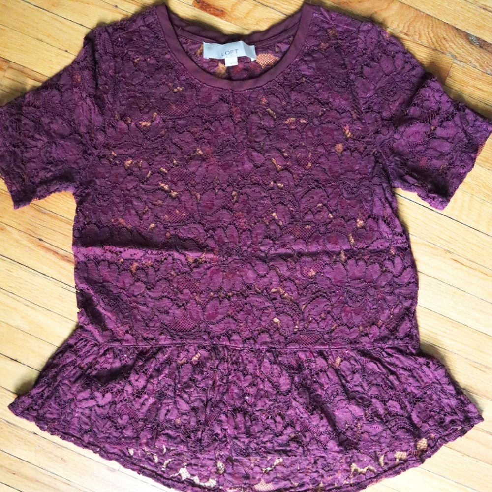 Lace Peplum Blouse | LOFT